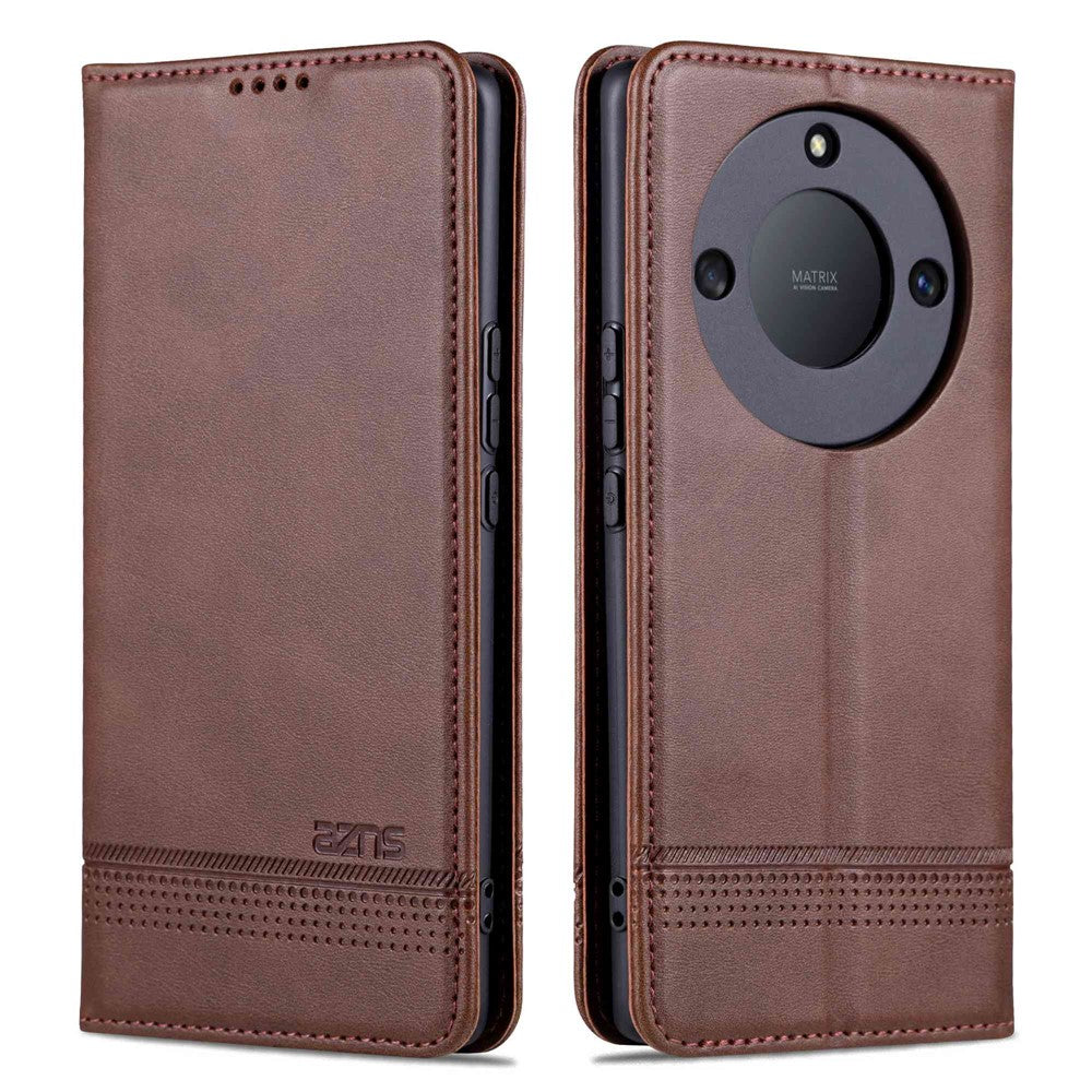 AZNS For Honor X40 5G Cowhide Texture Stand Phone Case PU Leather Magnetic Auto-absorbed Folio Flip Wallet Cover