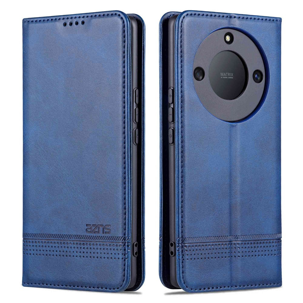 AZNS For Honor X40 5G Cowhide Texture Stand Phone Case PU Leather Magnetic Auto-absorbed Folio Flip Wallet Cover