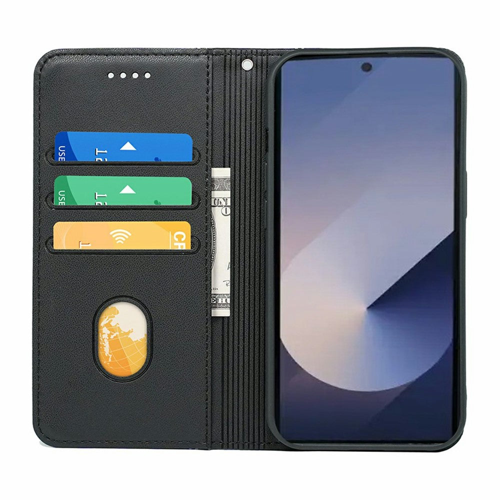 For Samsung Galaxy S26 Ultra Wallet Case Magnetic Closing PU Leather Phone Cover with Wrist Strap