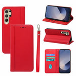 For Samsung Galaxy S26 Ultra Wallet Case Magnetic Closing PU Leather Phone Cover with Wrist Strap