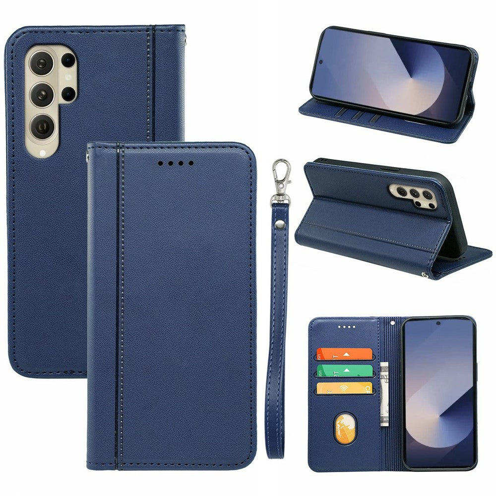 Plånboksfodral för Samsung Galaxy S26 Ultra med magnetisk stängning i PU-läder med handledsrem