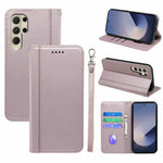 For Samsung Galaxy S26 Ultra Wallet Case Magnetic Closing PU Leather Phone Cover with Wrist Strap