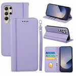 For Samsung Galaxy S26 Ultra Wallet Case Magnetic Closing PU Leather Phone Cover with Wrist Strap