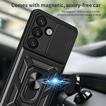 Samsung Galaxy S26-skal med skjutbart kameralock PC + TPU-stativ