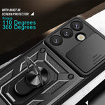 Samsung Galaxy S26-skal med skjutbart kameralock PC + TPU-stativ