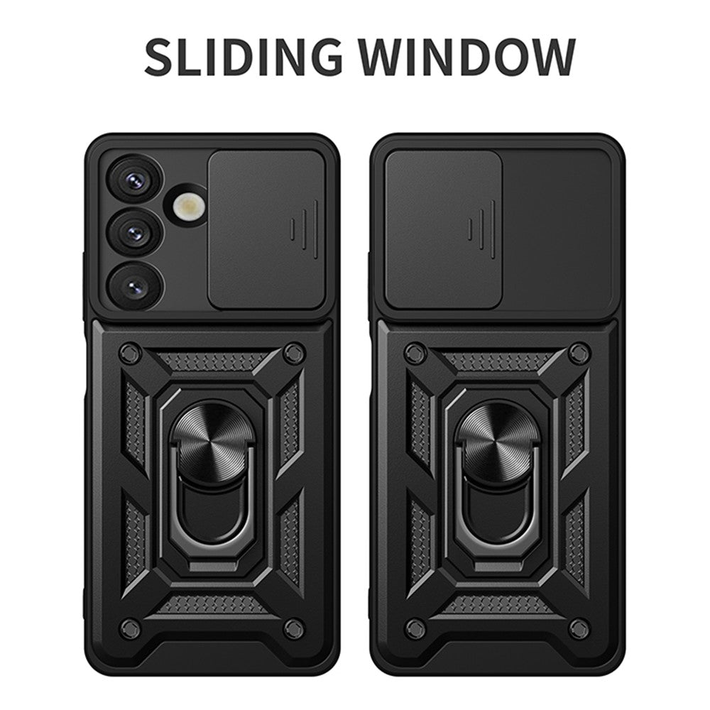 Samsung Galaxy S26-skal med skjutbart kameralock PC + TPU-stativ
