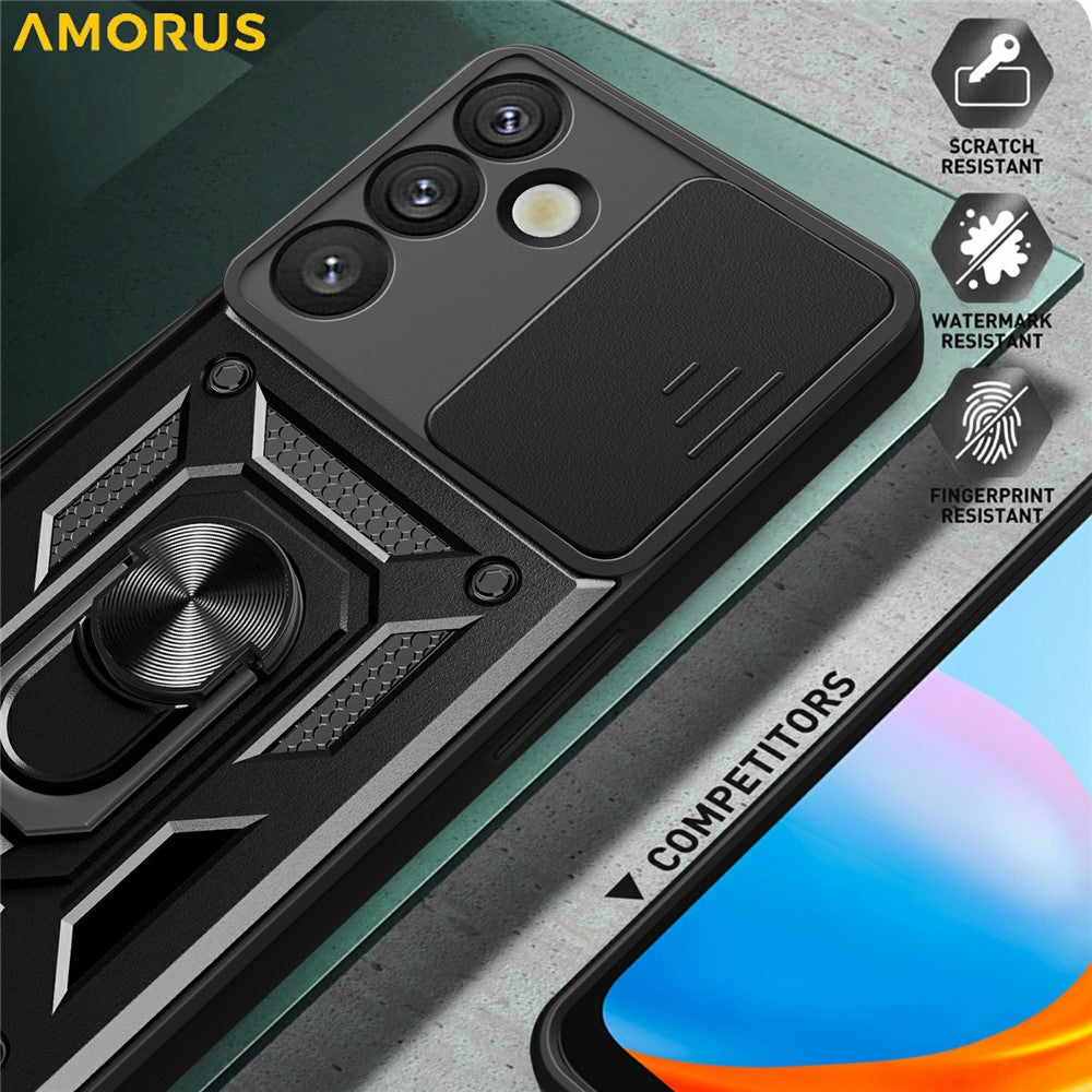 AMORUS For Samsung Galaxy S26 Case Kickstand PC + TPU Phone Cover with Camera Lens Slider
