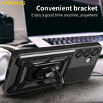 AMORUS For Samsung Galaxy S26 Case Kickstand PC + TPU Phone Cover with Camera Lens Slider