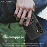 AMORUS For Samsung Galaxy S26 Case Kickstand PC + TPU Phone Cover with Camera Lens Slider