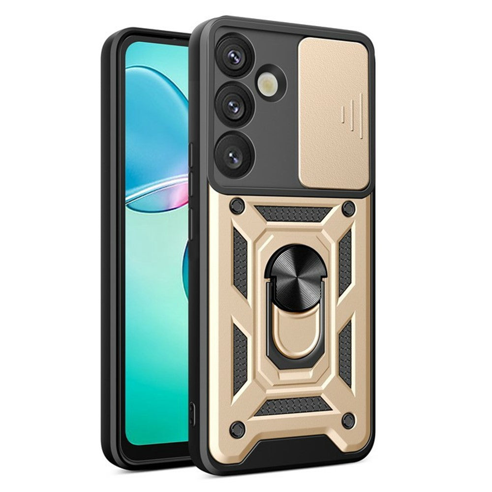 AMORUS For Samsung Galaxy S26 Case Kickstand PC + TPU Phone Cover with Camera Lens Slider