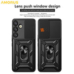 AMORUS For Samsung Galaxy S26+ Case Kickstand PC + TPU Phone Cover with Camera Lens Slider