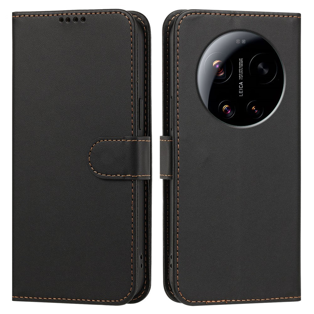 For Xiaomi 17 Ultra 5G Leather Case Wallet Stand Solid Color Anti Drop Phone Cover