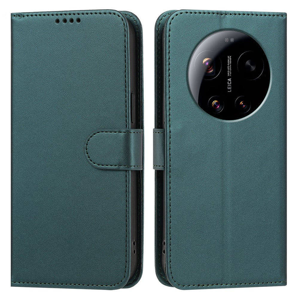 For Xiaomi 17 Ultra 5G Leather Case Wallet Stand Solid Color Anti Drop Phone Cover