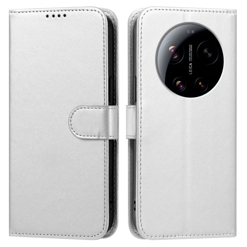 For Xiaomi 17 Ultra 5G Leather Case Wallet Stand Solid Color Anti Drop Phone Cover