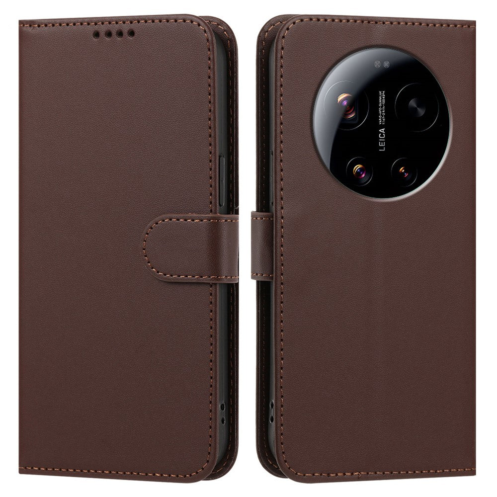 For Xiaomi 17 Ultra 5G Leather Case Wallet Stand Solid Color Anti Drop Phone Cover
