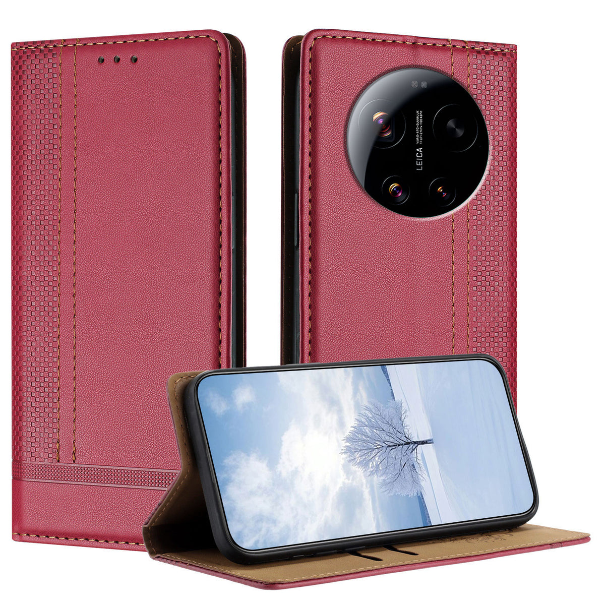 For Xiaomi 17 Ultra 5G Case L-Shaped Grid Pattern Leather Stand Phone Cover with Card Slots