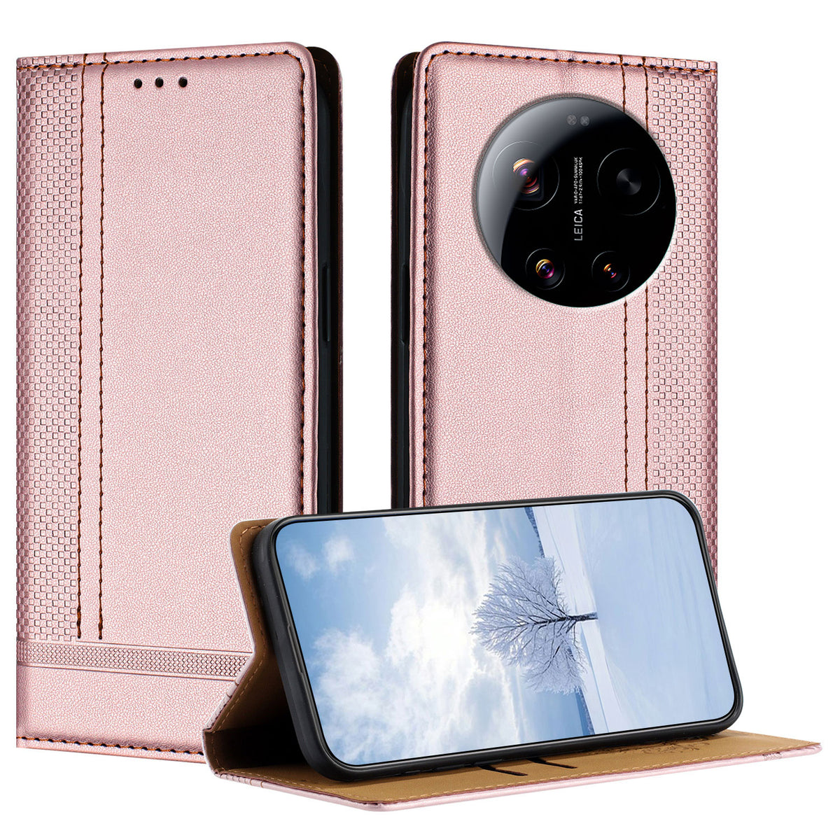 For Xiaomi 17 Ultra 5G Case L-Shaped Grid Pattern Leather Stand Phone Cover with Card Slots