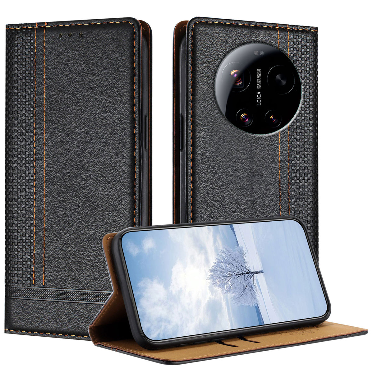 For Xiaomi 17 Ultra 5G Case L-Shaped Grid Pattern Leather Stand Phone Cover with Card Slots