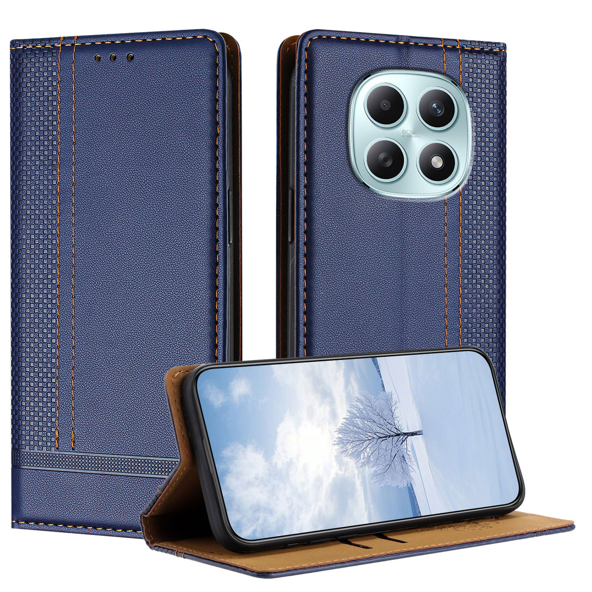 For Xiaomi Poco M8 5G / Redmi Note 15 5G (Global) / 15 4G (Global) Case L-Shaped Grid Pattern Leather Stand Phone Cover with Card Slots