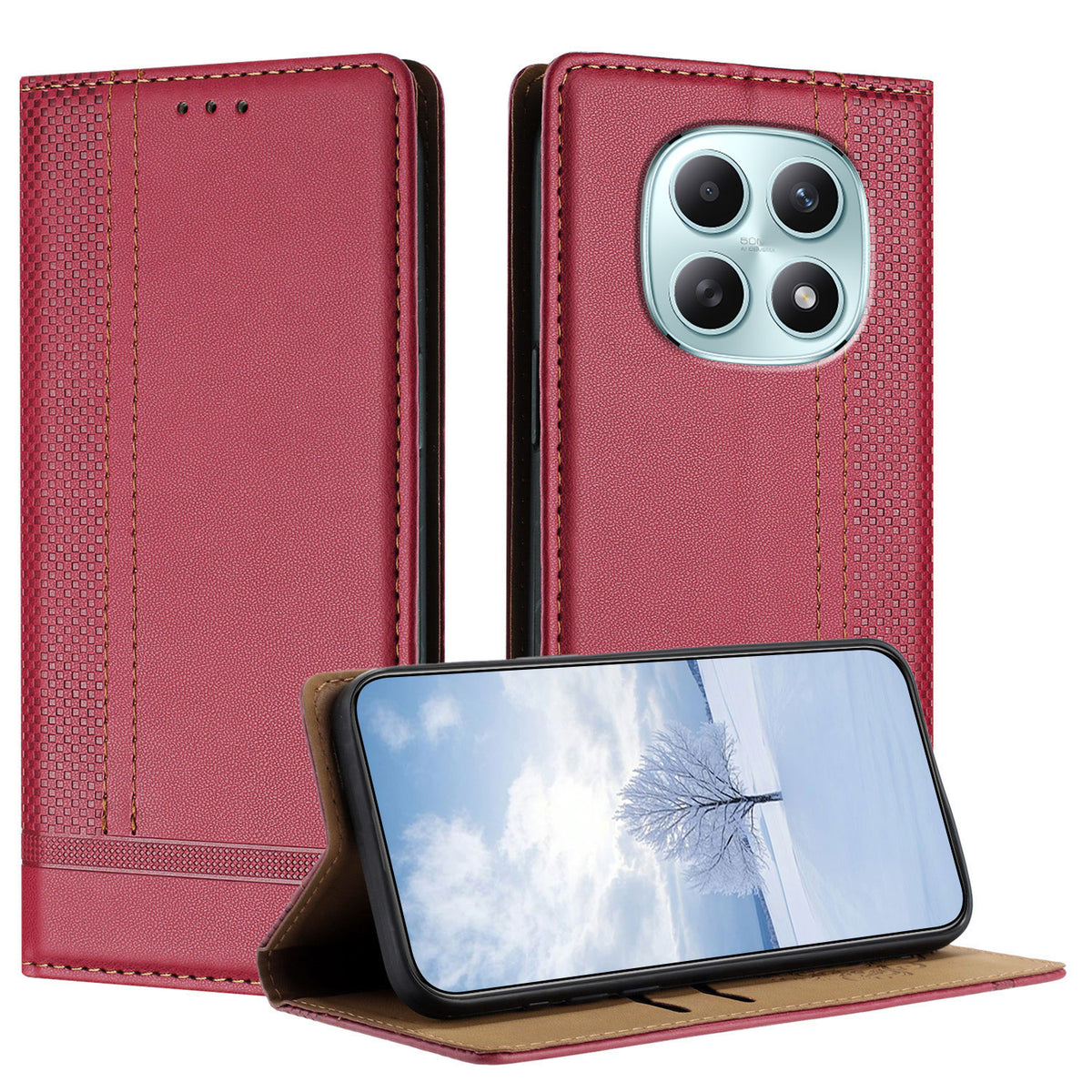 For Xiaomi Poco M8 5G / Redmi Note 15 5G (Global) / 15 4G (Global) Case L-Shaped Grid Pattern Leather Stand Phone Cover with Card Slots