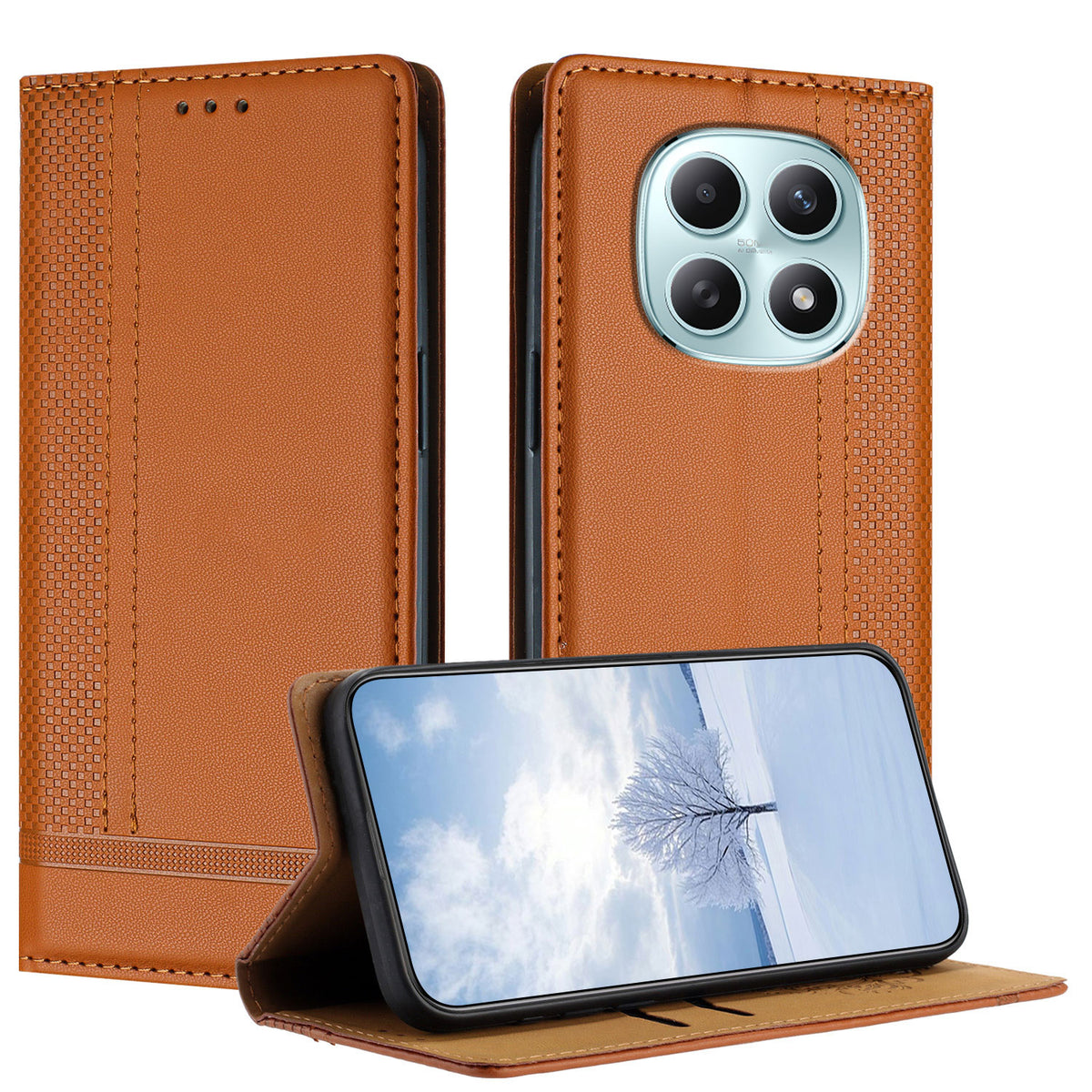 For Xiaomi Poco M8 5G / Redmi Note 15 5G (Global) / 15 4G (Global) Case L-Shaped Grid Pattern Leather Stand Phone Cover with Card Slots