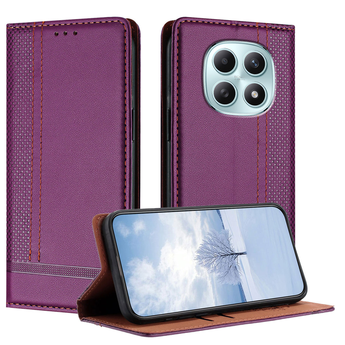 For Xiaomi Poco M8 5G / Redmi Note 15 5G (Global) / 15 4G (Global) Case L-Shaped Grid Pattern Leather Stand Phone Cover with Card Slots