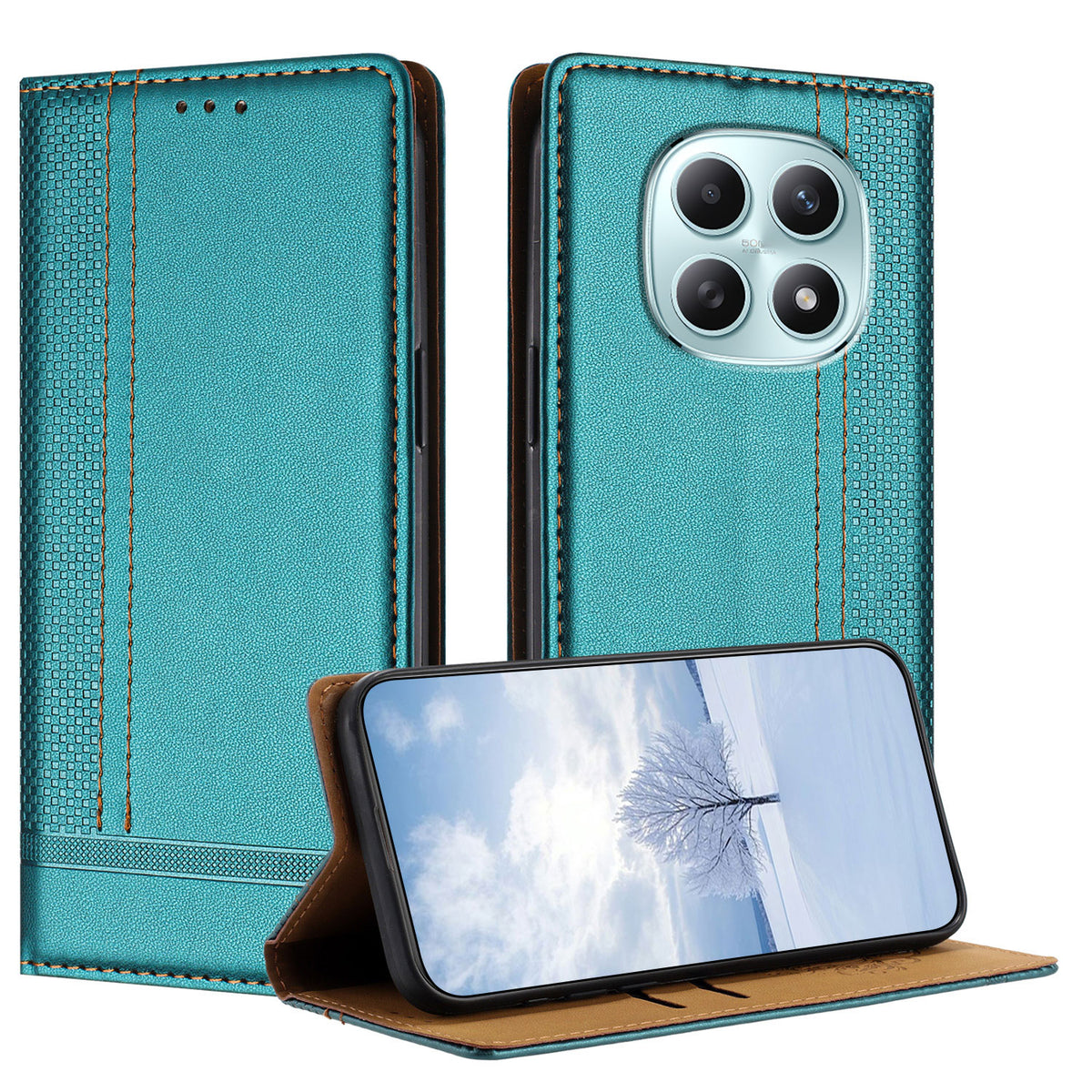 For Xiaomi Poco M8 5G / Redmi Note 15 5G (Global) / 15 4G (Global) Case L-Shaped Grid Pattern Leather Stand Phone Cover with Card Slots
