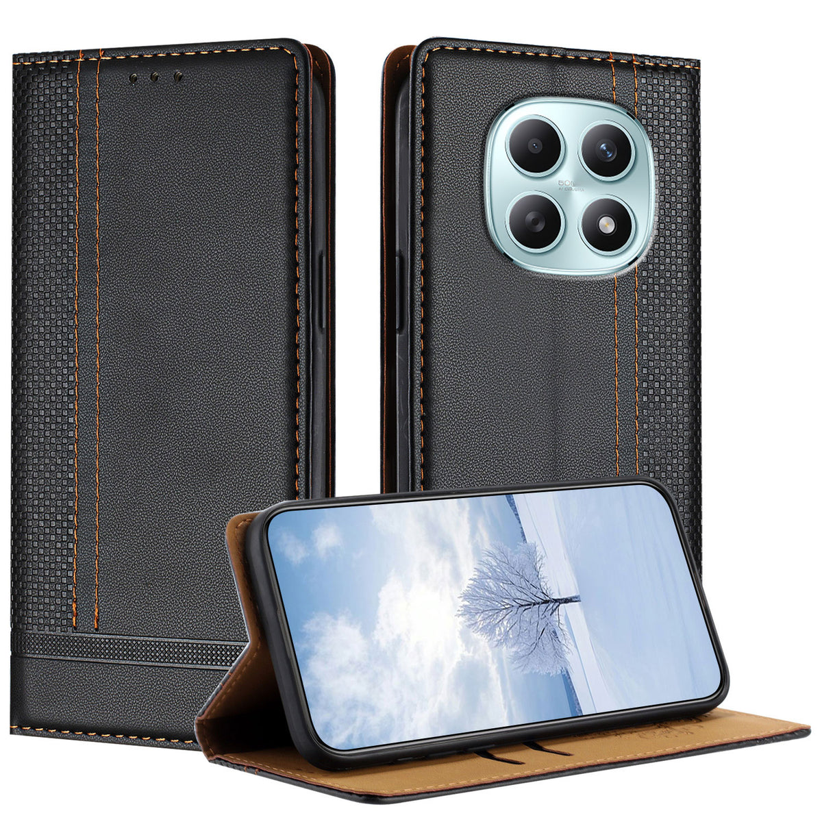 For Xiaomi Poco M8 5G / Redmi Note 15 5G (Global) / 15 4G (Global) Case L-Shaped Grid Pattern Leather Stand Phone Cover with Card Slots