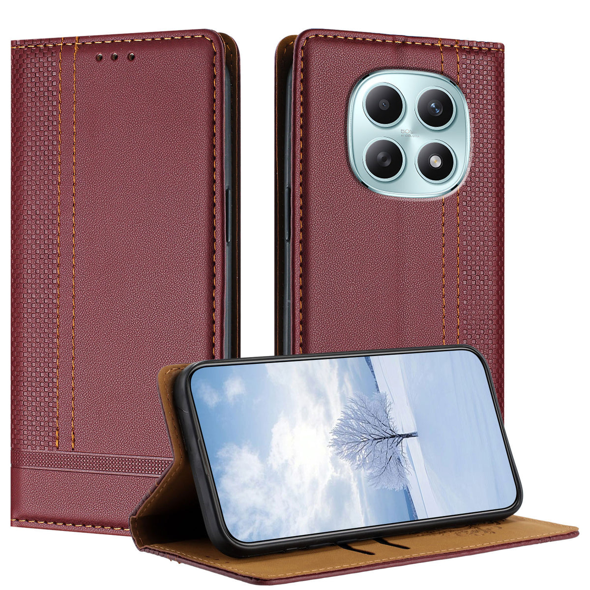 For Xiaomi Poco M8 5G / Redmi Note 15 5G (Global) / 15 4G (Global) Case L-Shaped Grid Pattern Leather Stand Phone Cover with Card Slots