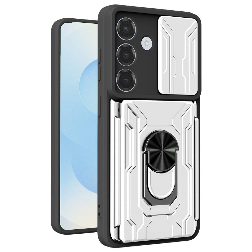 For Samsung Galaxy S26 Case PC + TPU Kickstand Phone Back Cover with Camera Slider