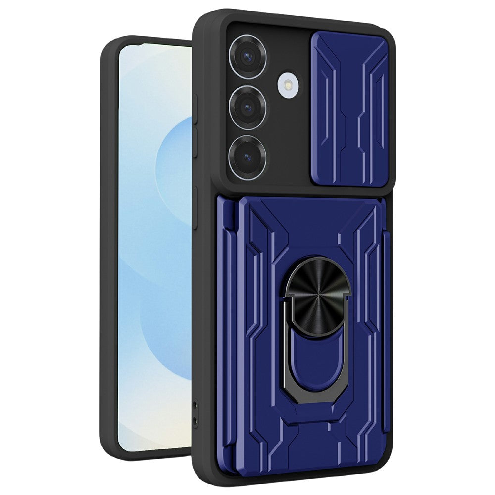 Samsung Galaxy S26-skal PC + TPU-stativ baksida med kamerareglage