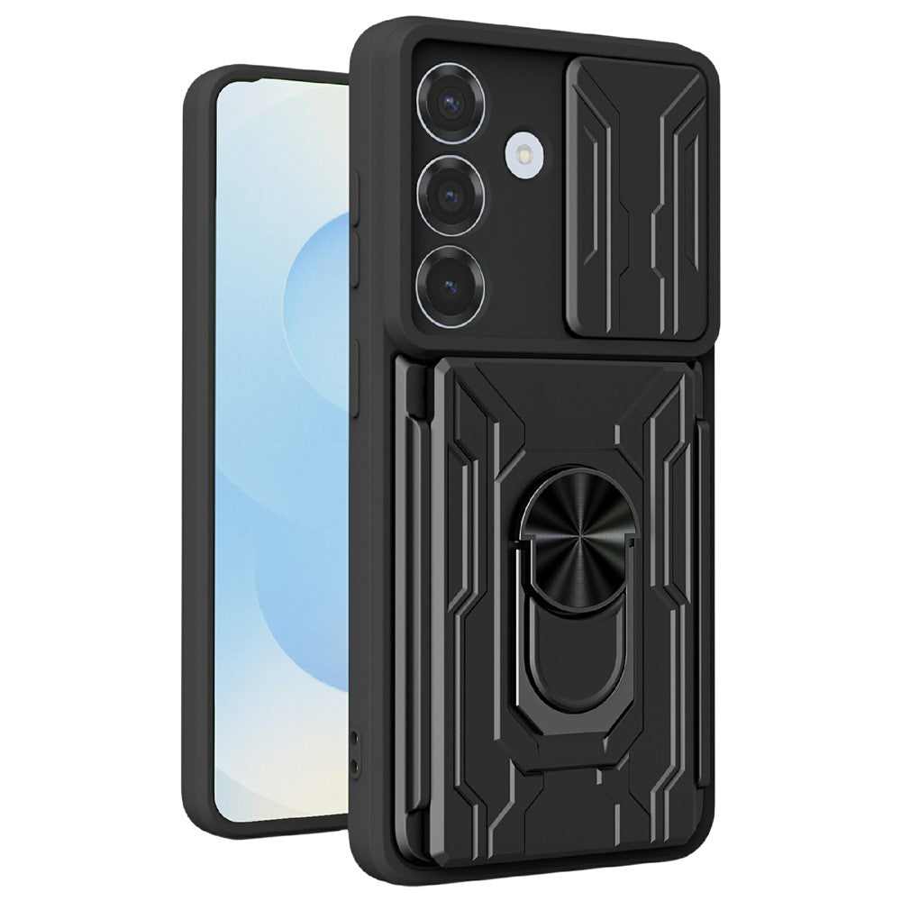 För Samsung Galaxy S26+ Skal PC + TPU Stativ Telefon Baksida med Kameraskydd