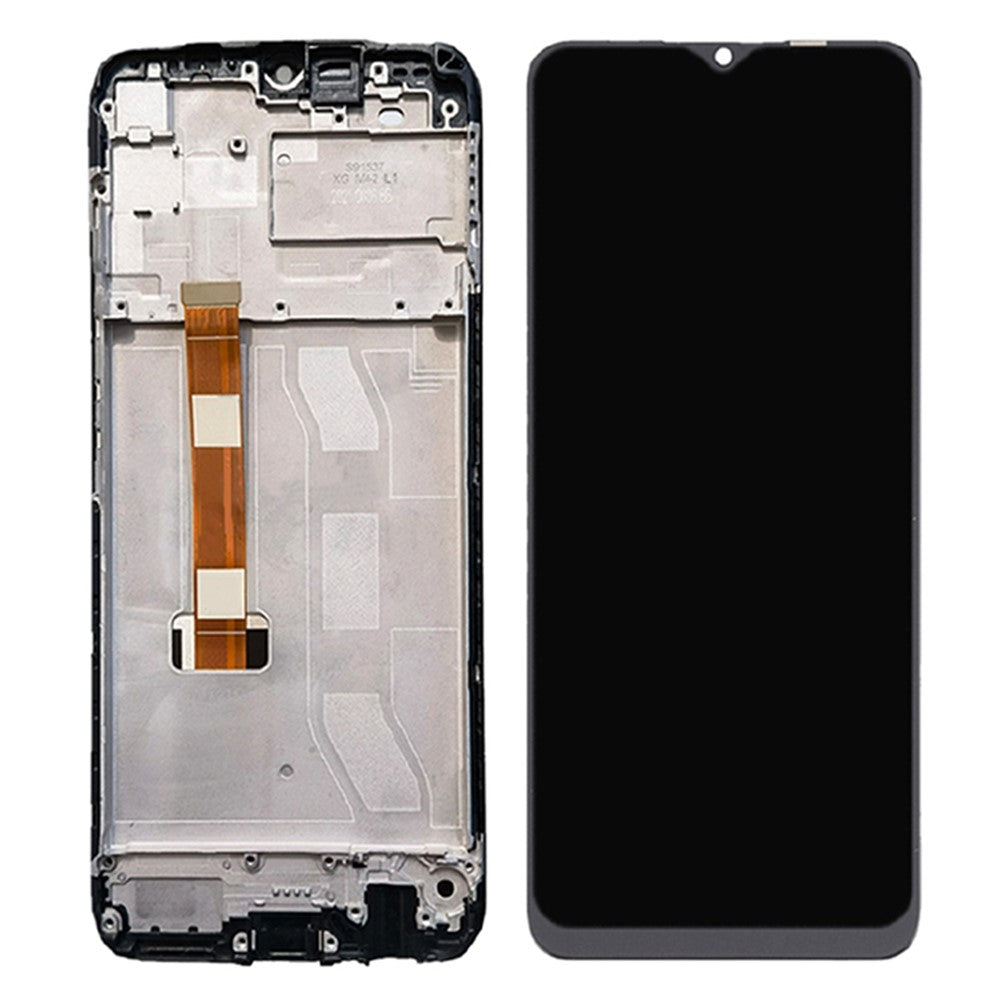 For Realme C25 Grade B LCD skærm og digitizer-samling + ramme udskiftningsdel (uden logo)
