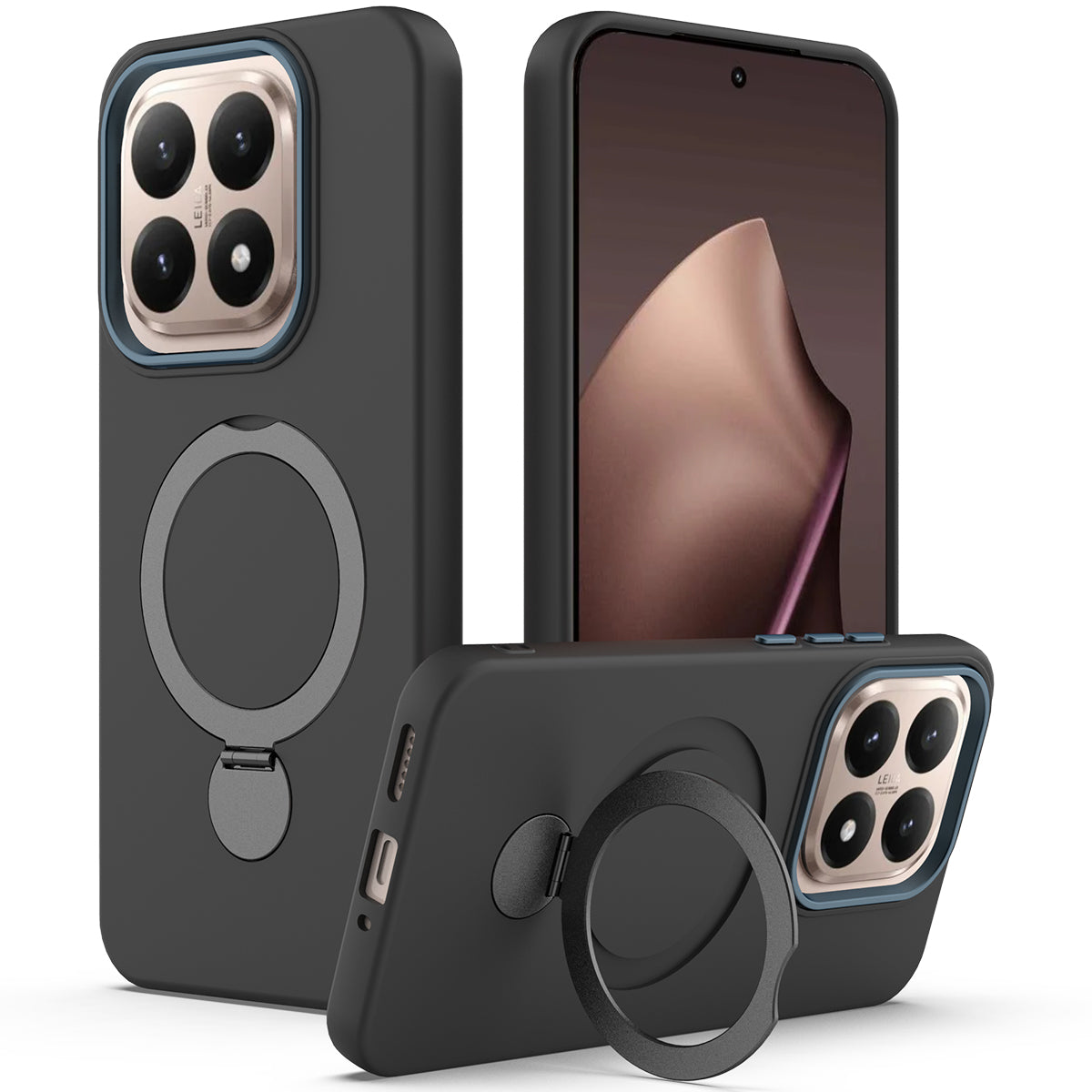 Xiaomi 15T Magnetiskt Skal Roterande Ring Stöd TPU + PC Bakstycke
