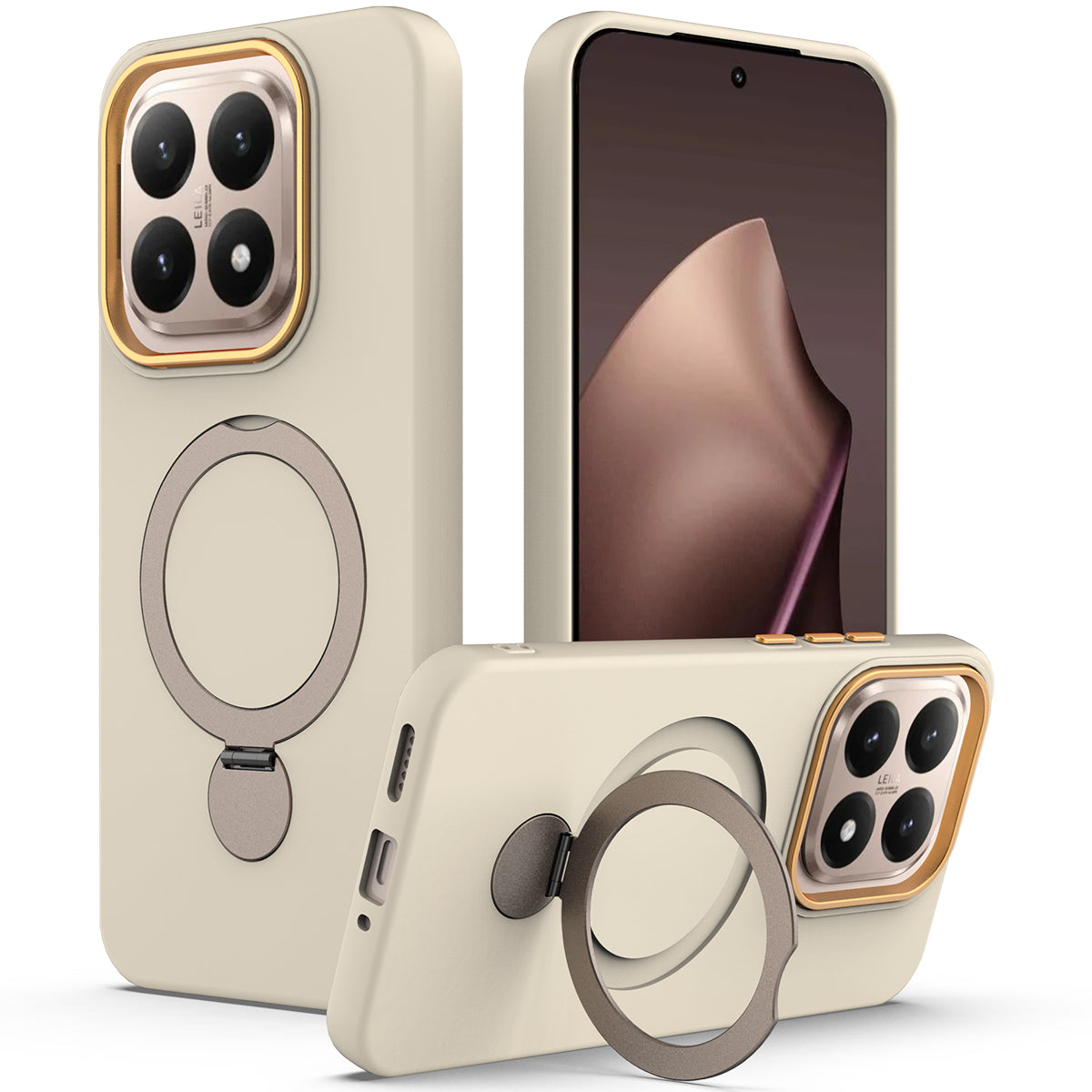Xiaomi 15T Magnetiskt Skal Roterande Ring Stöd TPU + PC Bakstycke