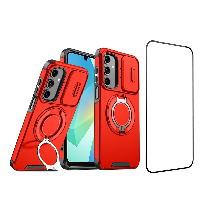 Samsung Galaxy A26 5G magnetisk cover med skærmfilm / skyde-linsebeskyttelse / støtte, TPU + PC-mobilcover