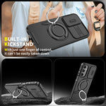 Samsung Galaxy A26 5G magnetisk cover med skærmfilm / skyde-linsebeskyttelse / støtte, TPU + PC-mobilcover