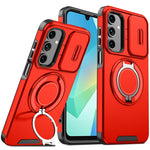 Samsung Galaxy A26 5G magnetisk cover med skærmfilm / skyde-linsebeskyttelse / støtte, TPU + PC-mobilcover