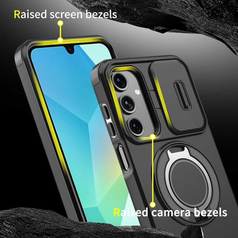 Samsung Galaxy A26 5G magnetisk cover med skærmfilm / skyde-linsebeskyttelse / støtte, TPU + PC-mobilcover
