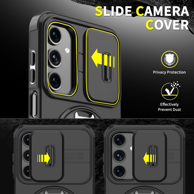 Samsung Galaxy A26 5G magnetisk cover med skærmfilm / skyde-linsebeskyttelse / støtte, TPU + PC-mobilcover
