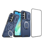 Samsung Galaxy A26 5G magnetisk cover med skærmfilm / skyde-linsebeskyttelse / støtte, TPU + PC-mobilcover
