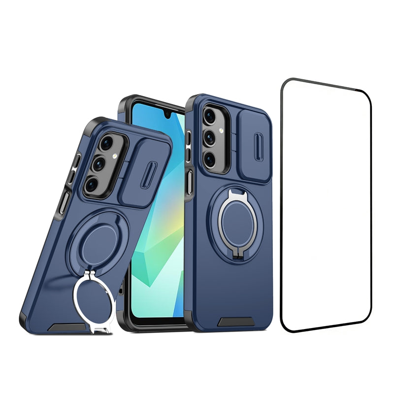 Samsung Galaxy A26 5G magnetisk cover med skærmfilm / skyde-linsebeskyttelse / støtte, TPU + PC-mobilcover