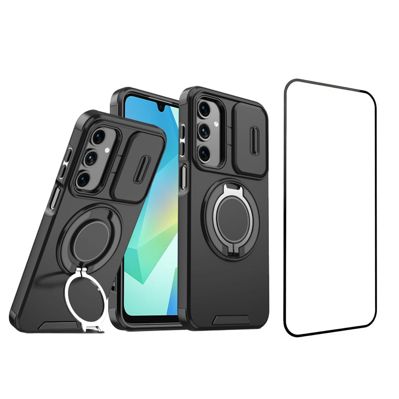 Samsung Galaxy A26 5G magnetisk cover med skærmfilm / skyde-linsebeskyttelse / støtte, TPU + PC-mobilcover