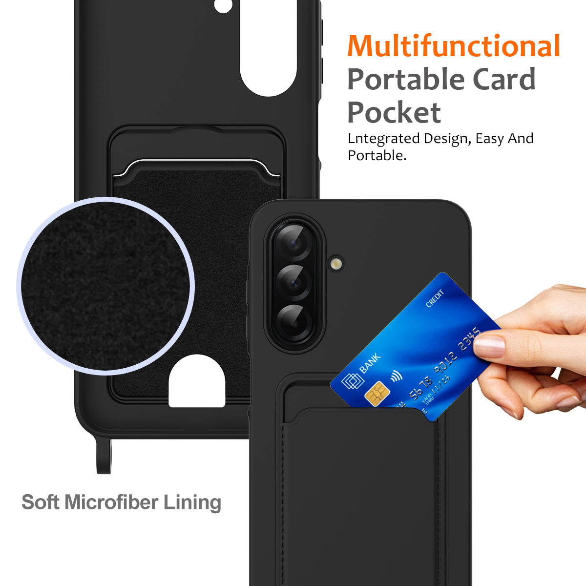 Til Samsung Galaxy A57 5G Etui Flydende Silikone Kortholder Bagcover med Nøglesnor