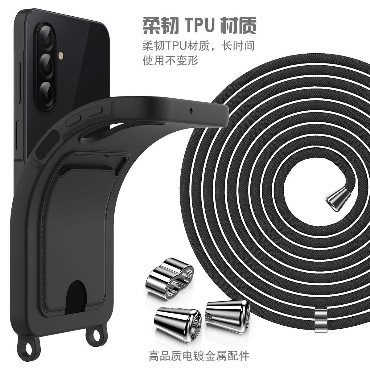 Til Samsung Galaxy A57 5G Etui Flydende Silikone Kortholder Bagcover med Nøglesnor