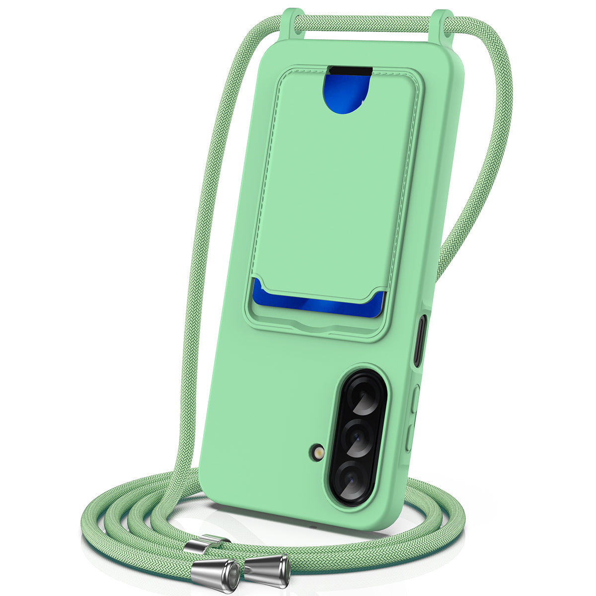 Til Samsung Galaxy A57 5G Etui Flydende Silikone Kortholder Bagcover med Nøglesnor