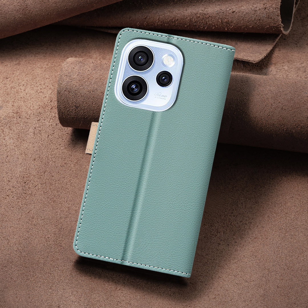 BINFEN COLOR För Oppo Reno15 F 5G Läderfodral Skarvningsfärg RFID-blockerande plånboksfodral