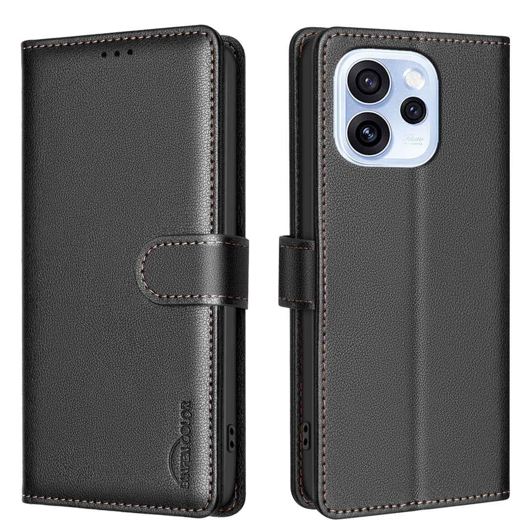 BINFEN COLOR For Oppo Reno15 F 5G Leather Case  BF32 Wallet RFID Blocking Phone Cover