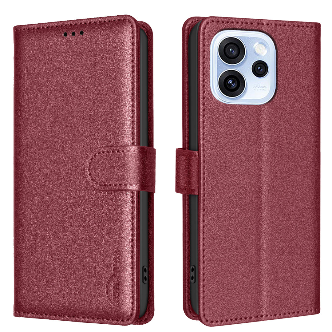BINFEN COLOR For Oppo Reno15 F 5G Leather Case  BF32 Wallet RFID Blocking Phone Cover