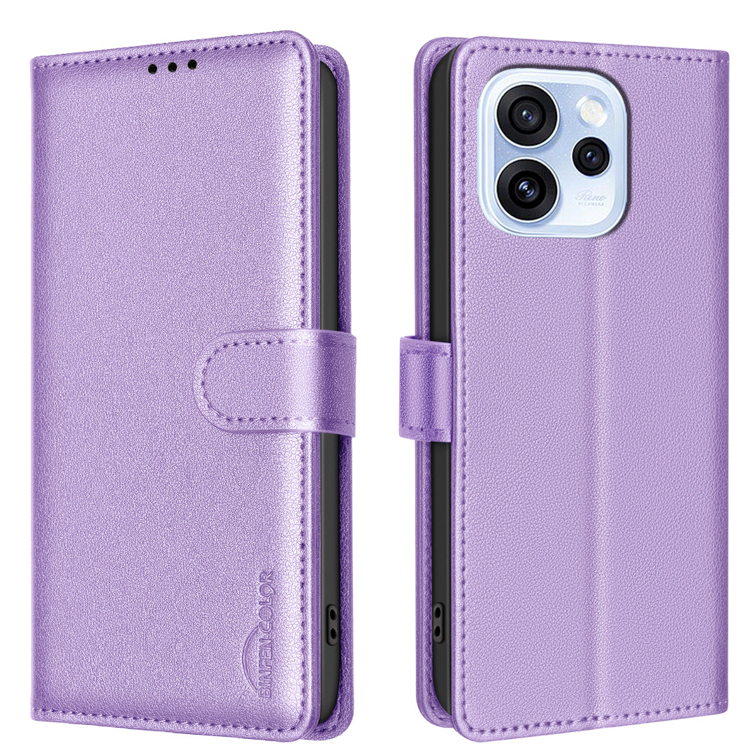 BINFEN COLOR For Oppo Reno15 F 5G Leather Case  BF32 Wallet RFID Blocking Phone Cover